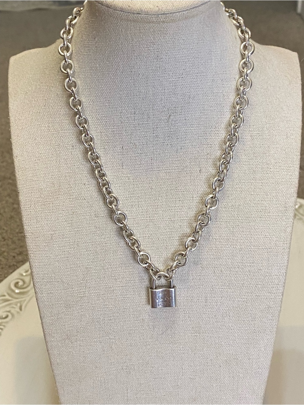 Tiffany & Co. Sterling Silver 1837 Padlock Necklace 925